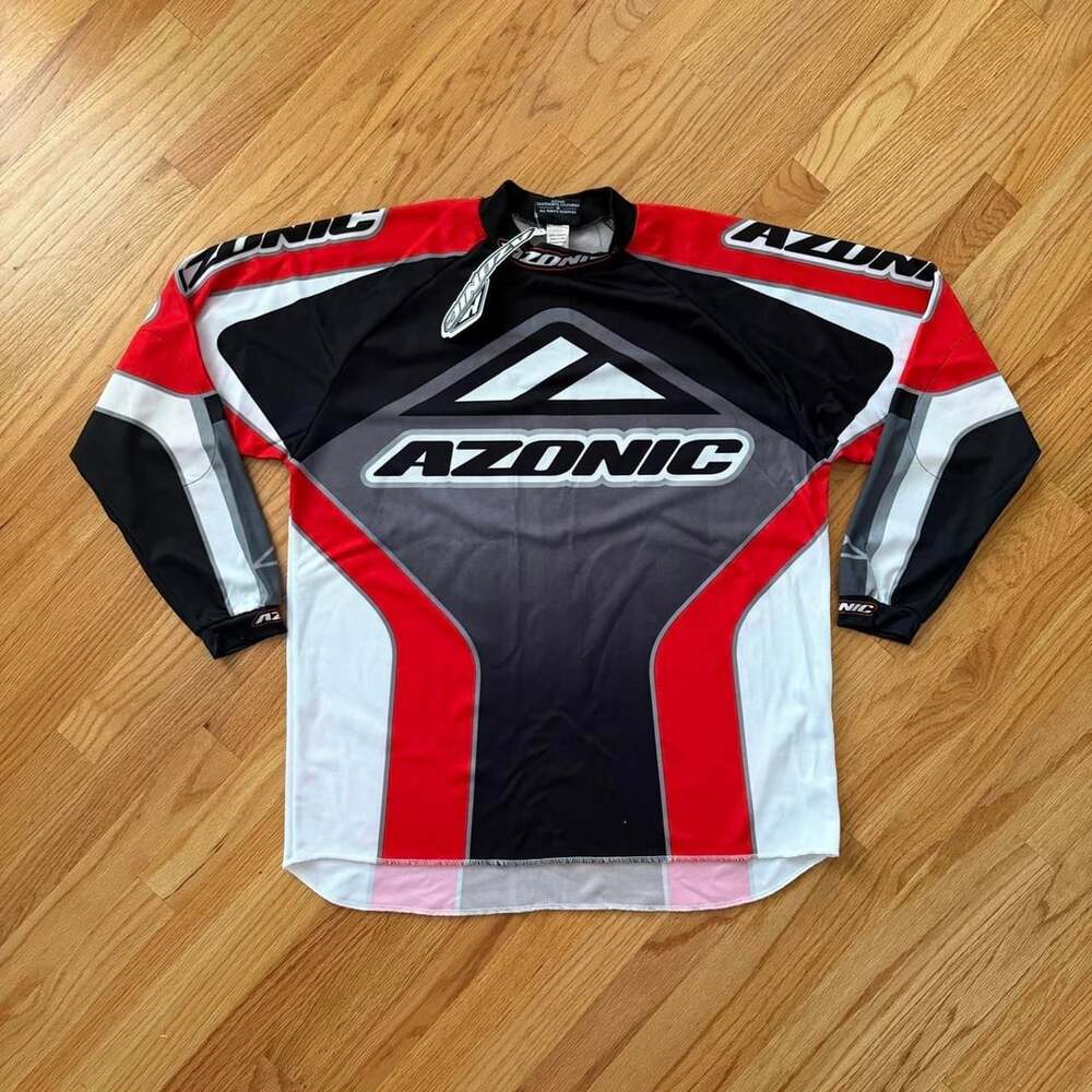 Azonic Motocross BMX Jersey Size L Black Red White Long Sleeve NWT